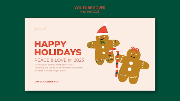 PSD gratuit couverture youtube design plat noël et nouvel an