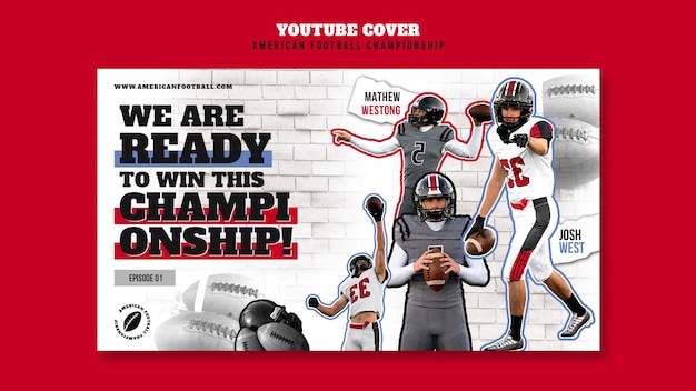 PSD gratuit couverture youtube du championnat de football américain