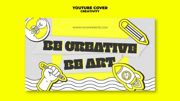 Couverture youtube du concept de créativité design plat