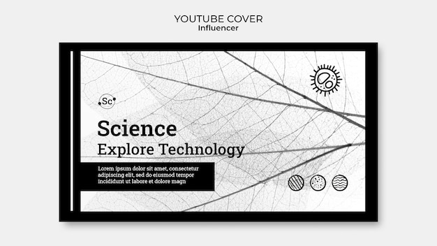 PSD gratuit couverture youtube du concept scientifique dessiné à la main
