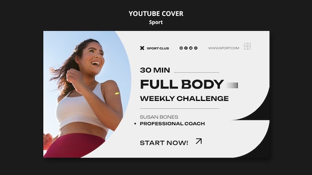 PSD gratuit couverture youtube du concept de sport minimaliste