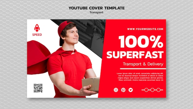 PSD gratuit couverture youtube du concept de transport