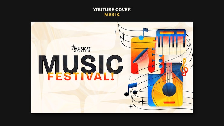 PSD gratuit couverture youtube du festival de musique