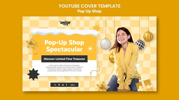 PSD gratuit couverture youtube du magasin pop-up