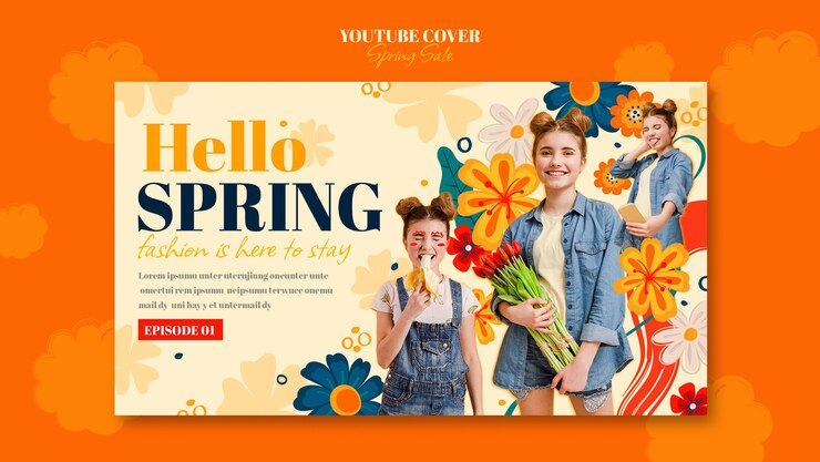 PSD gratuit couverture youtube du printemps