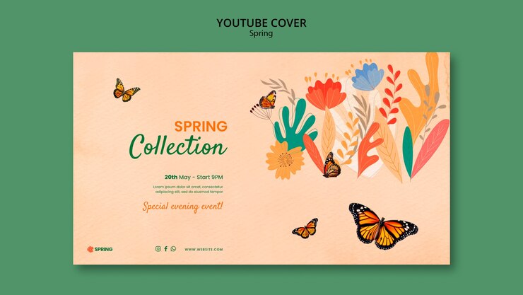 PSD gratuit couverture youtube du printemps