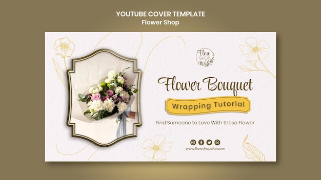 PSD gratuit couverture youtube du tutoriel d'emballage de magasin de fleurs