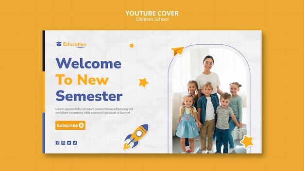 PSD gratuit couverture youtube de l'école des enfants