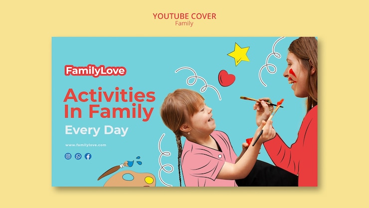 PSD gratuit couverture youtube de l'événement des membres de la famille