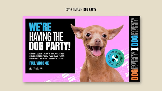 PSD gratuit couverture youtube de fête de chien design plat