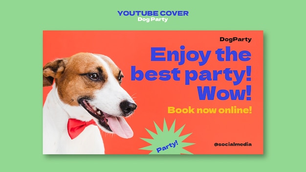 PSD gratuit couverture youtube de fête de chien design plat