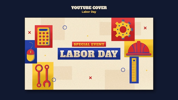 PSD gratuit couverture youtube de la fête du travail design plat