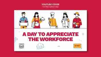 PSD gratuit couverture youtube de la fête du travail