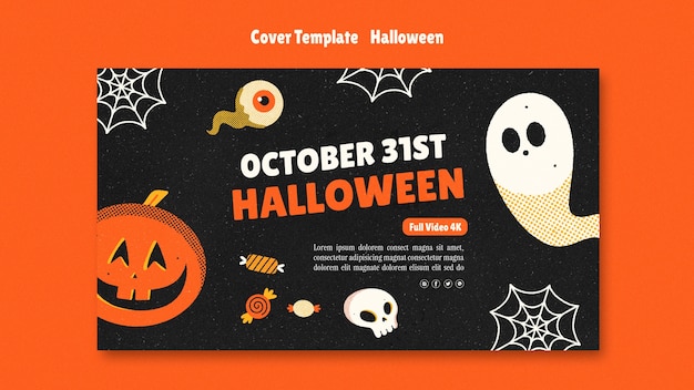 PSD gratuit couverture youtube de la fête d'halloween