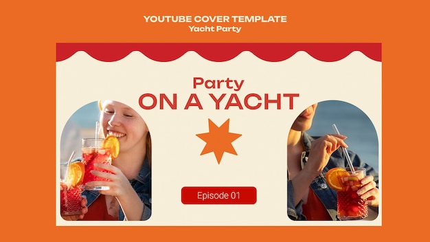 PSD gratuit couverture youtube de fête de yacht design plat