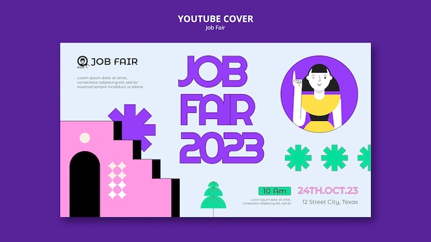 Couverture Youtube De La Foire De L'emploi De Flat Design