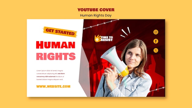 PSD gratuit couverture youtube de la journée des droits de l'homme
