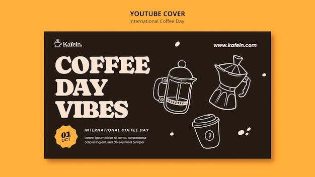 PSD gratuit couverture youtube de la journée internationale du café