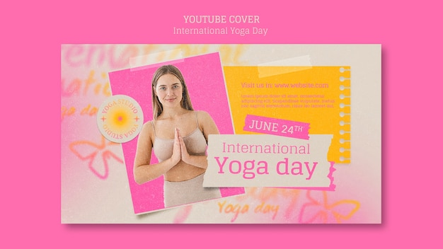 PSD gratuit couverture youtube de la journée internationale du yoga