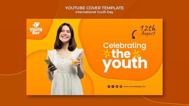 PSD gratuit couverture youtube de la journée internationale de la jeunesse