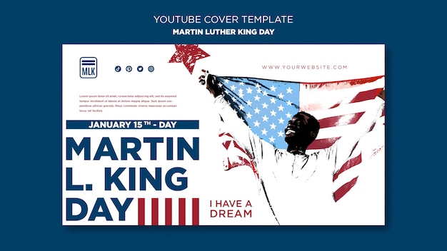 PSD gratuit couverture youtube de la journée de martin luther king