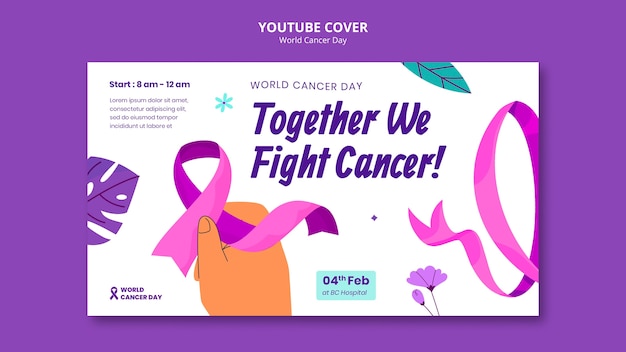 PSD gratuit couverture youtube de la journée mondiale du cancer