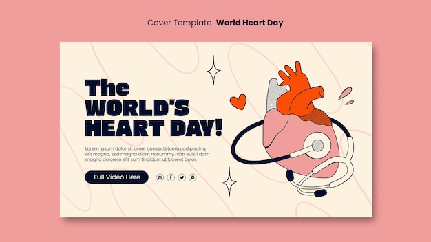 PSD gratuit couverture youtube de la journée mondiale du cœur