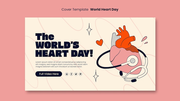 PSD gratuit couverture youtube de la journée mondiale du cœur