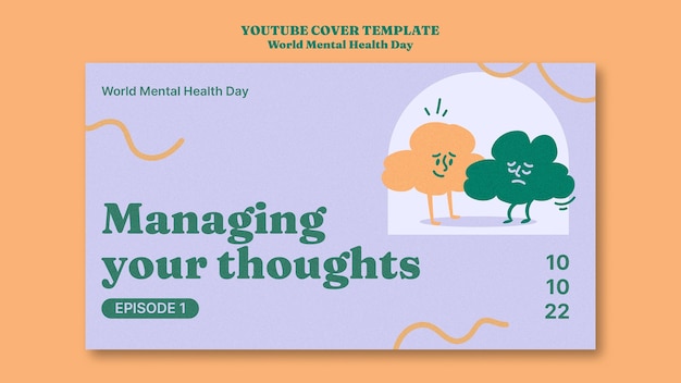 PSD gratuit couverture youtube de la journée mondiale de la santé mentale