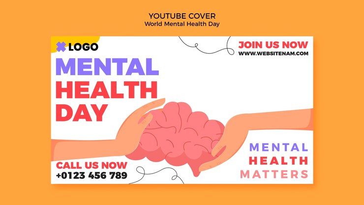 PSD gratuit couverture youtube de la journée mondiale de la santé mentale