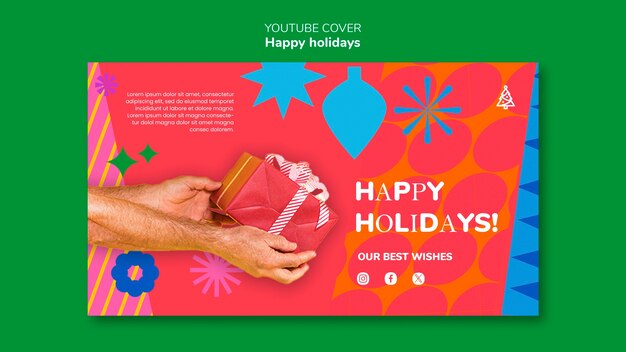 PSD gratuit couverture youtube joyeuses fêtes