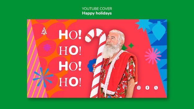 PSD gratuit couverture youtube joyeuses fêtes