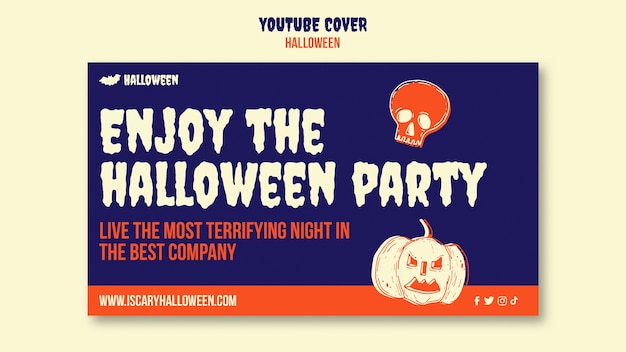 Couverture youtube joyeux halloween avec citrouille