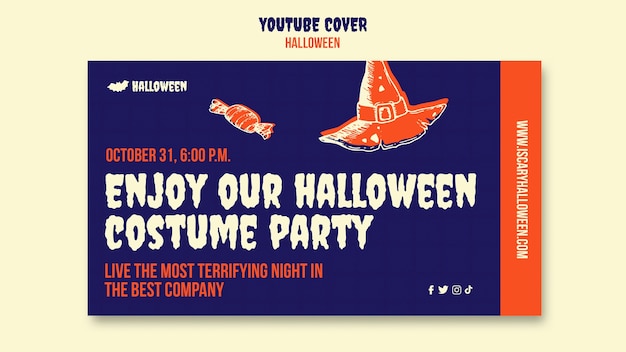 PSD gratuit couverture youtube joyeux halloween