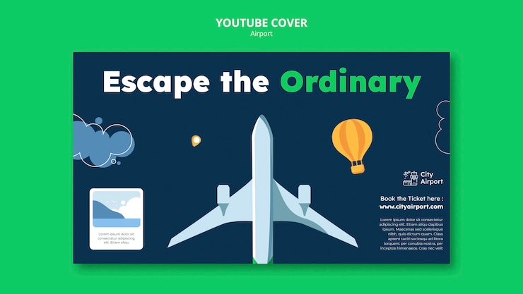 PSD gratuit couverture youtube réaliste du concept d'aéroport