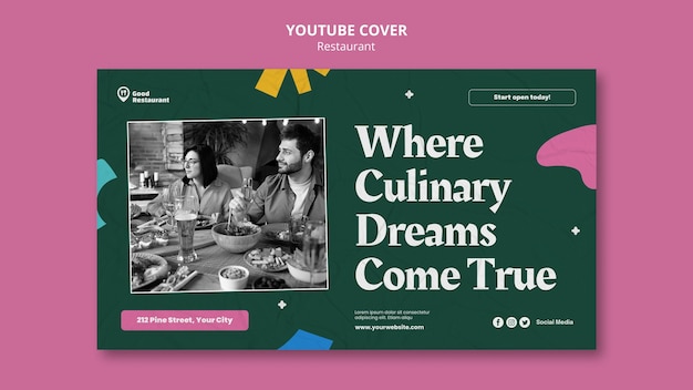 Couverture Youtube De Restaurant De Nourriture Savoureuse Design Plat