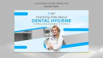 PSD gratuit couverture youtube de soins dentaires au design plat