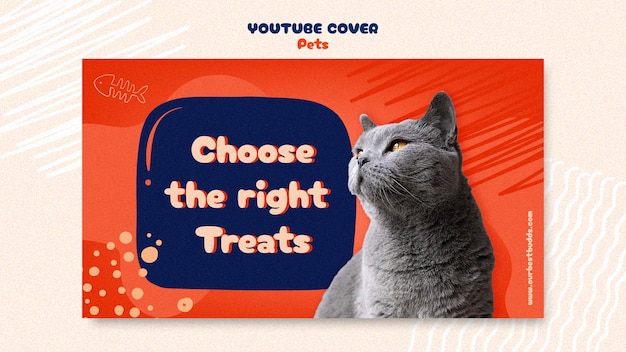 PSD gratuit couverture youtube de soins pour animaux de compagnie dessinés à la main