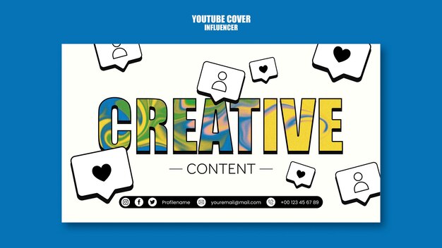 Couverture youtube de style de vie influenceur design plat