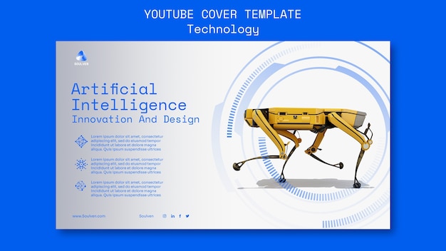 PSD gratuit couverture youtube de la technologie ai dégradée