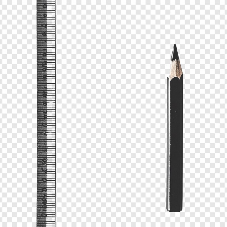 PSD gratuit crayon noir et règle sur fond blanc