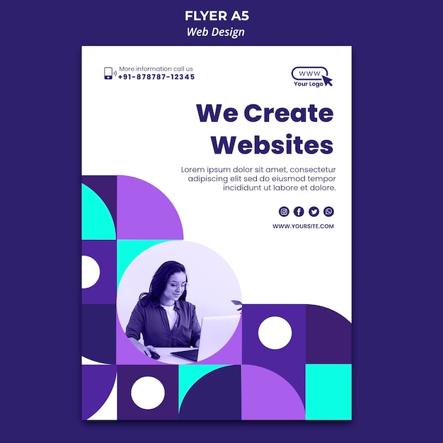 PSD gratuit création d'un modèle de flyer de sites web