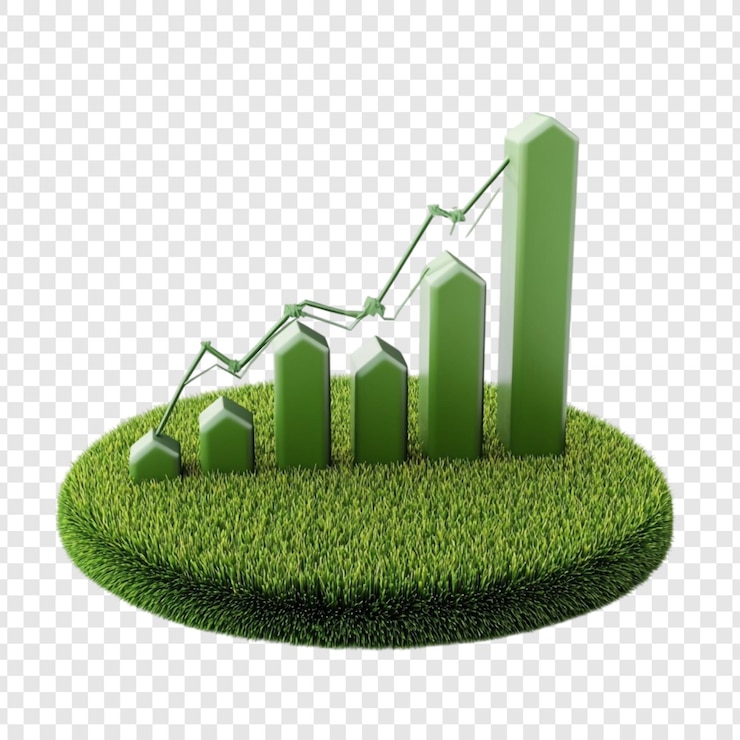PSD gratuit une croissance verte et un succès commercial durable visualisés