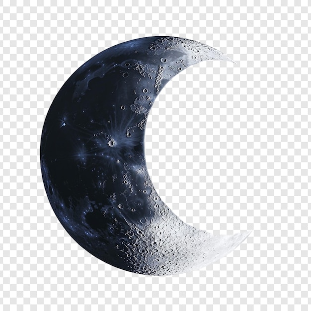 Le croissant de lune, le côté sombre de la surface lunaire, l'espace, la nuit, le ciel, le corps céleste.
