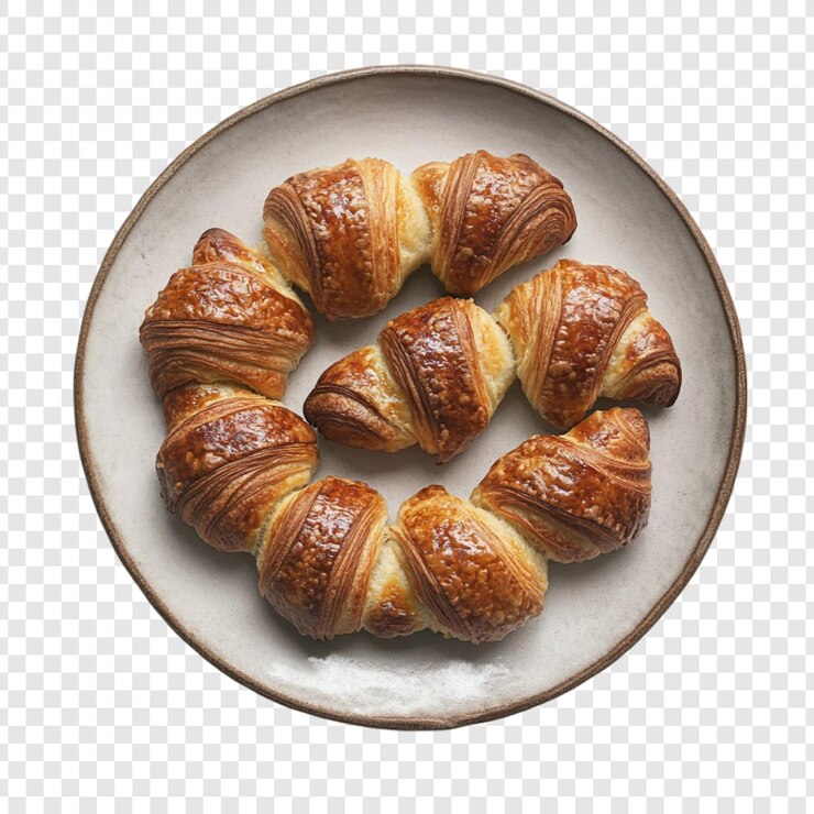 PSD gratuit des croissants dorés sur une assiette une délicieuse friandise de boulangerie