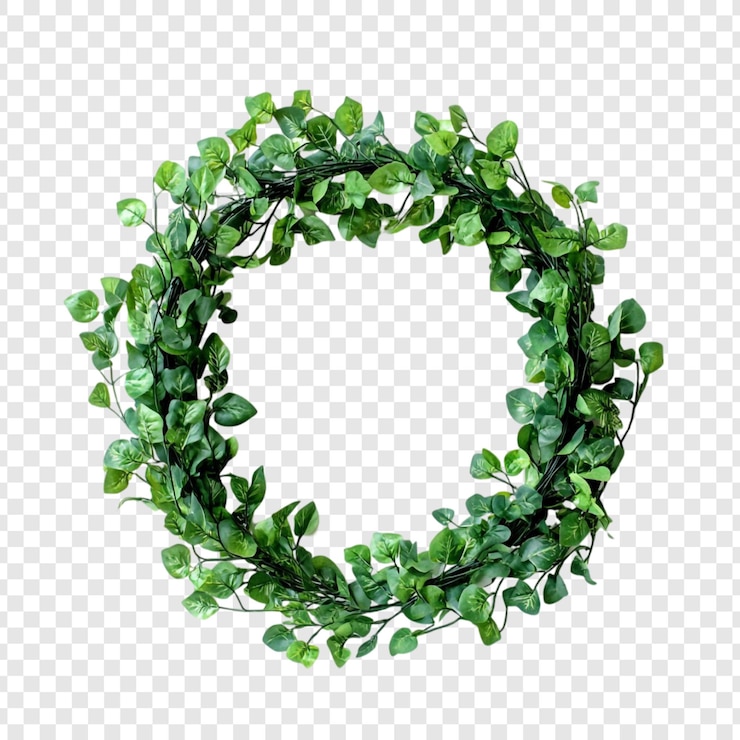 PSD gratuit décoration d'une couronne de feuilles vertes luxuriantes