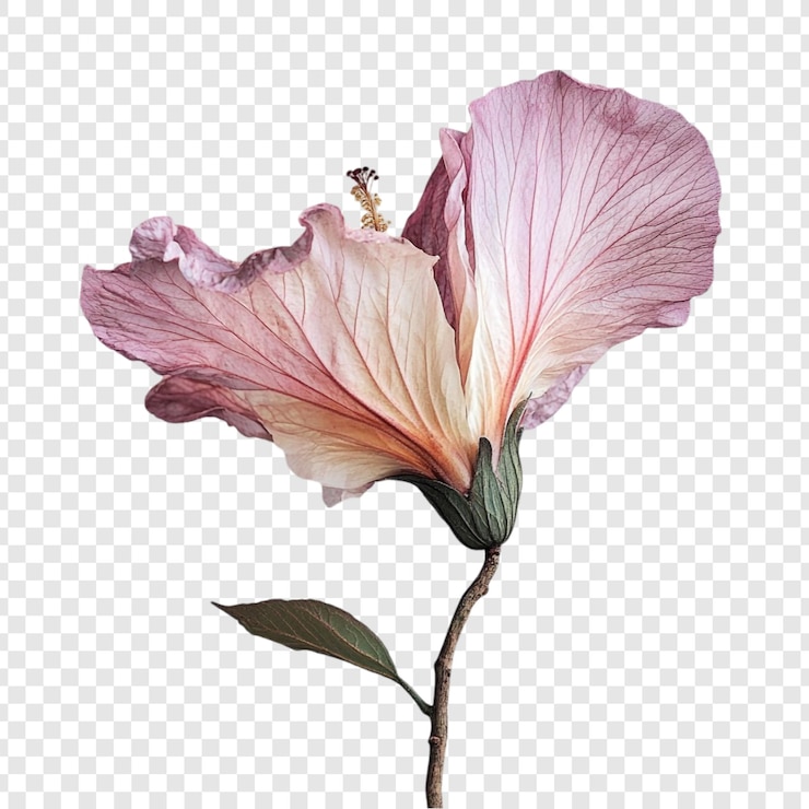 PSD gratuit la délicate fleur d'hibiscus séchée une étude des teintes pastel et de la beauté botanique