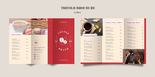 Délicieuse Brochure à Trois Volets Sur Le Café