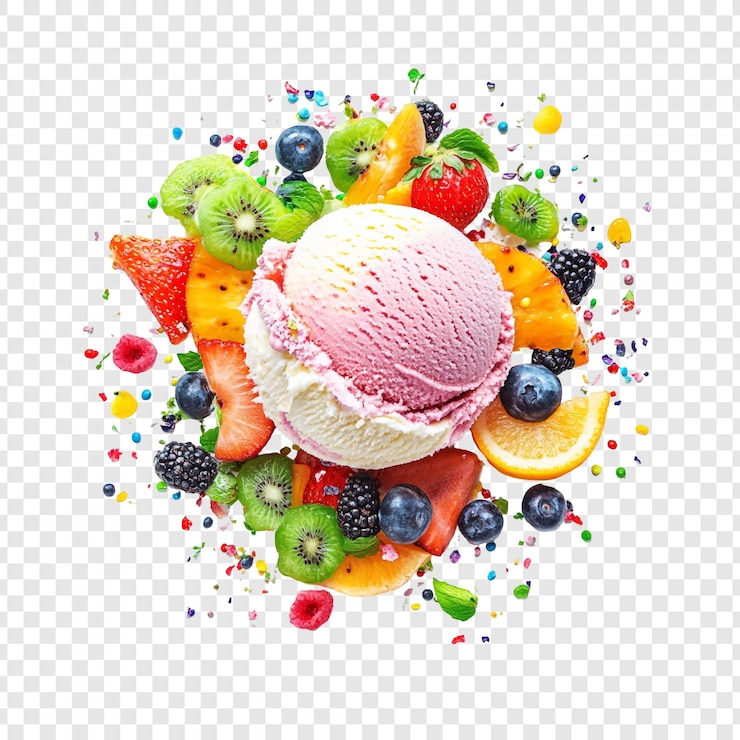 PSD gratuit une délicieuse crème glacée aux fruits frais
