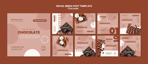 PSD gratuit délicieuse publication sur les réseaux sociaux au chocolat